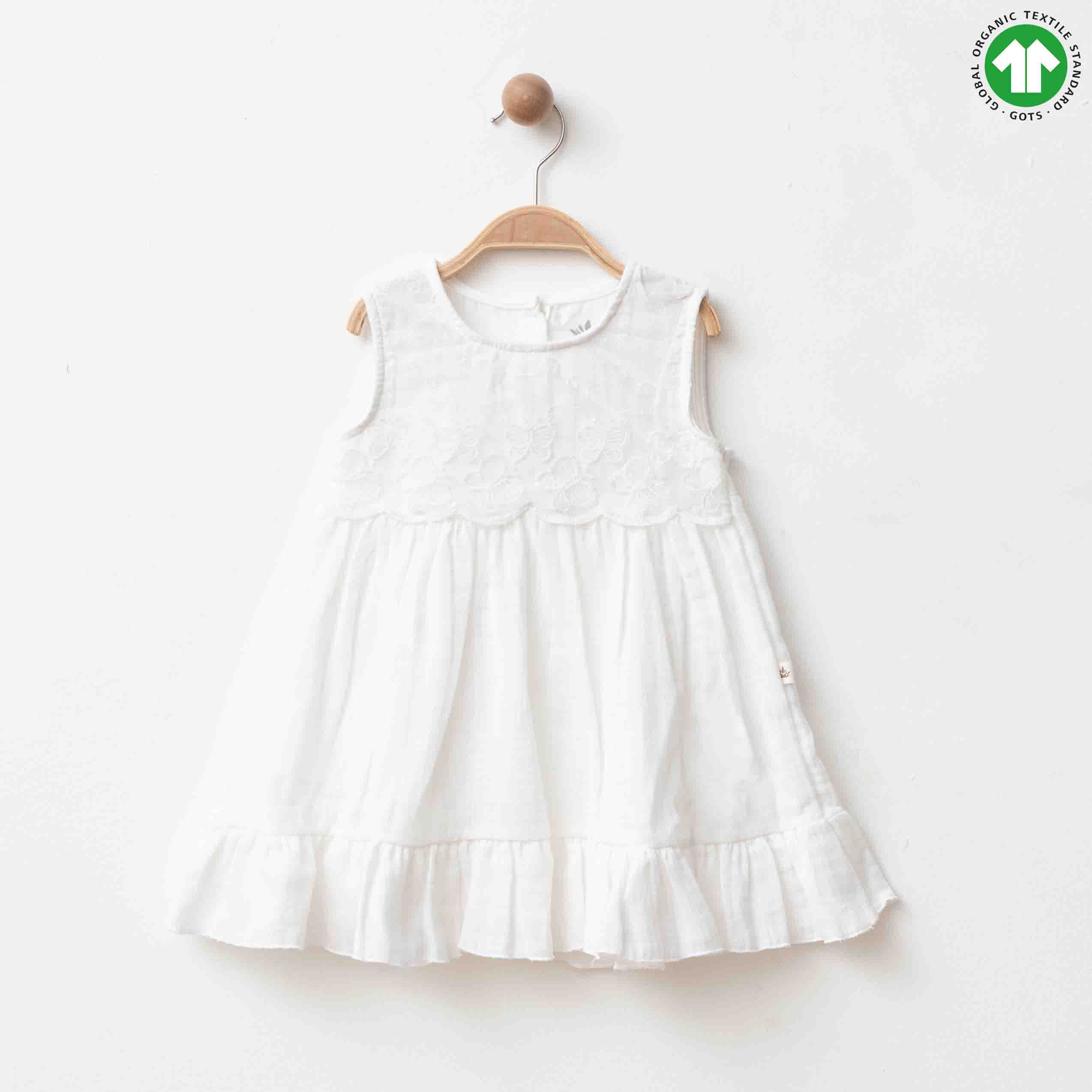 ESL-2254 MÜSLİN BEYAZ ELBİSE