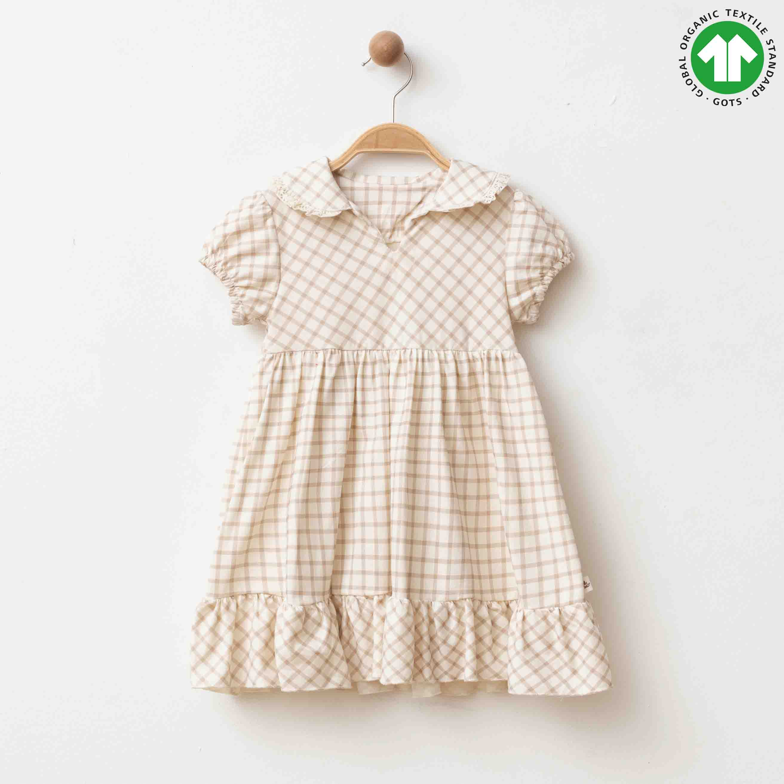 ESL-2256 SÜPREM EKRU DESENLİ ELBİSE